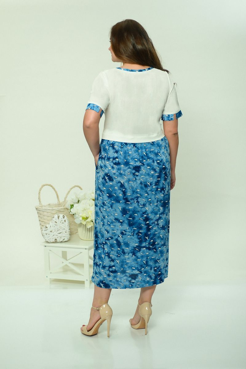 Платья Lady Style Classic 1581 белый+синий