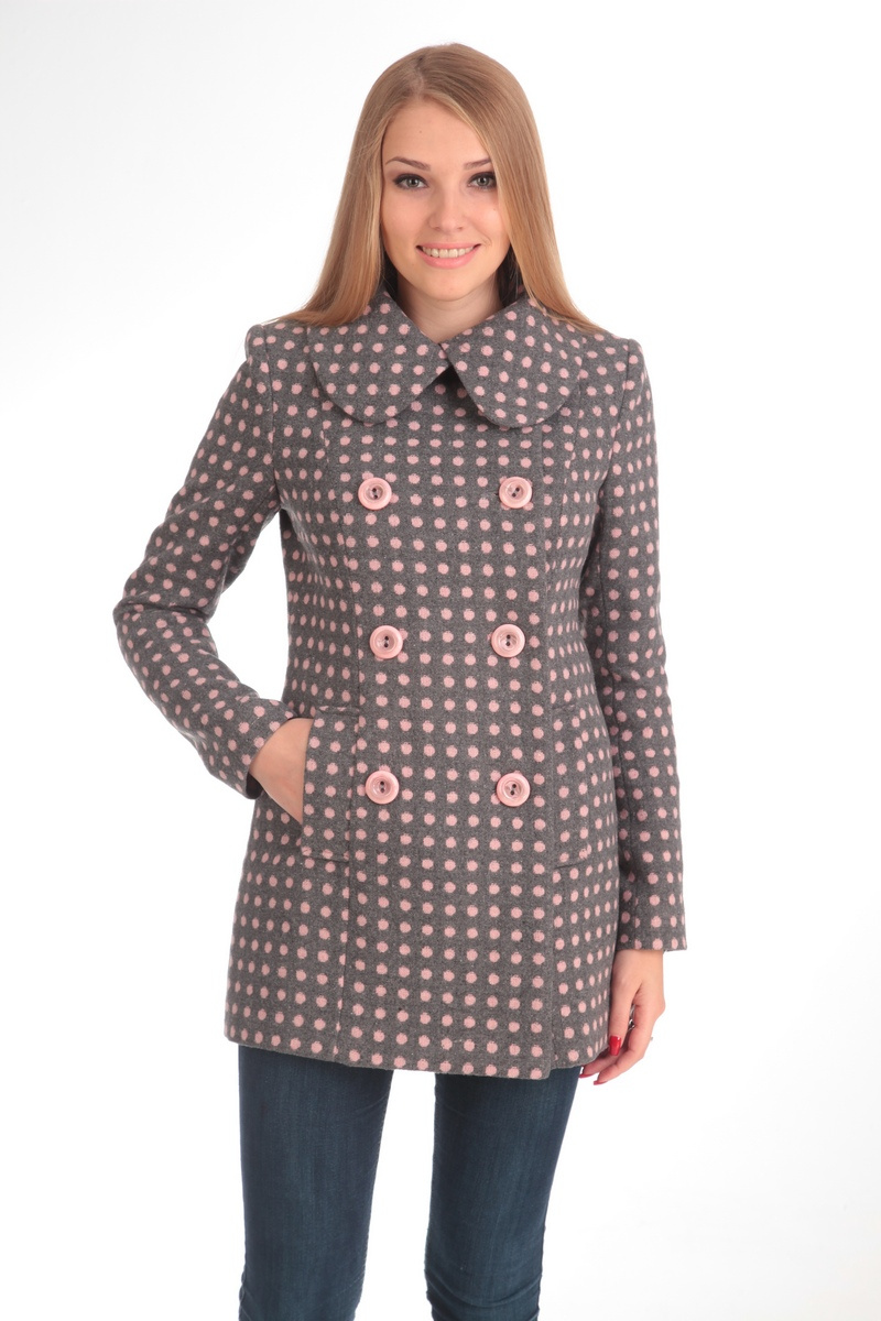 Женское пальто Диомант 1103 серый+розовый