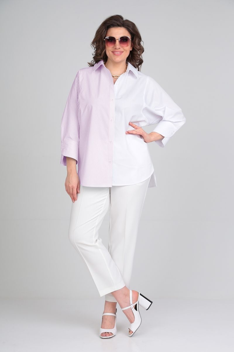 Рубашки ALEZA 1130 бело-розовый