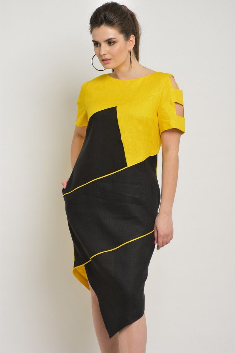 Платье MALI 498 желто-черное