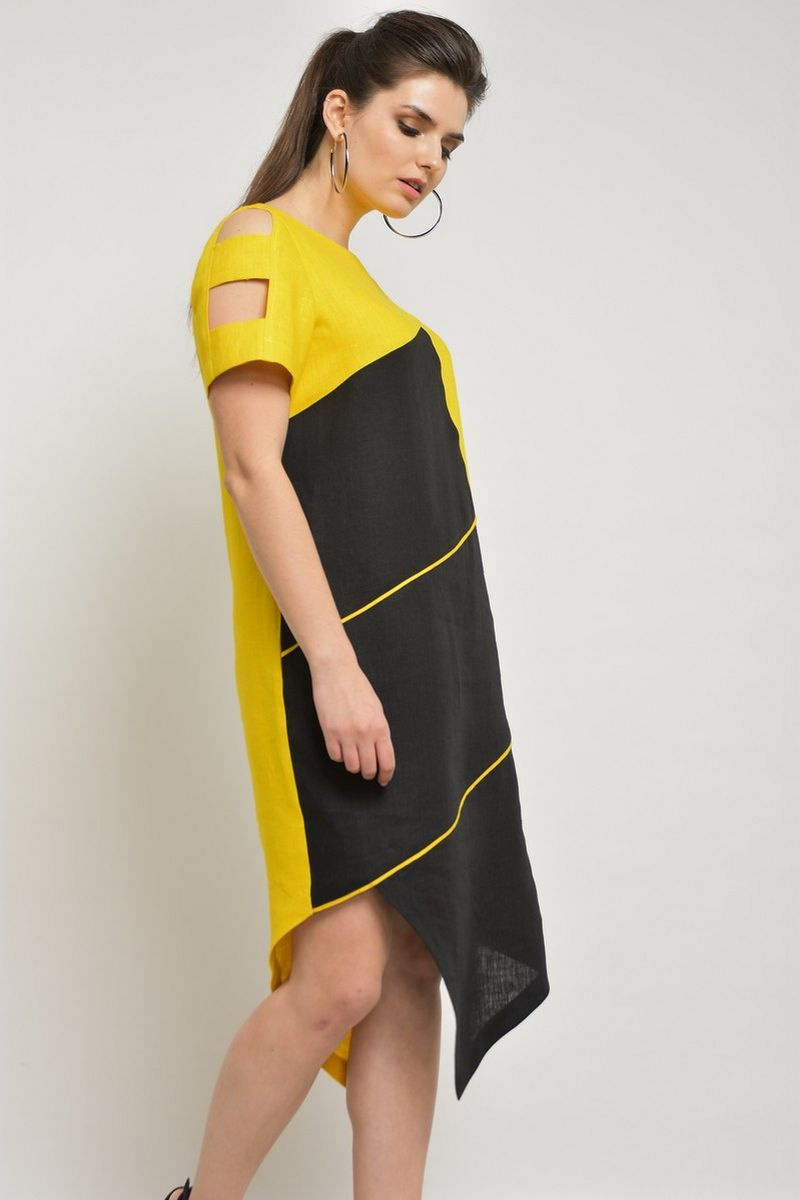 Платье MALI 498 желто-черное