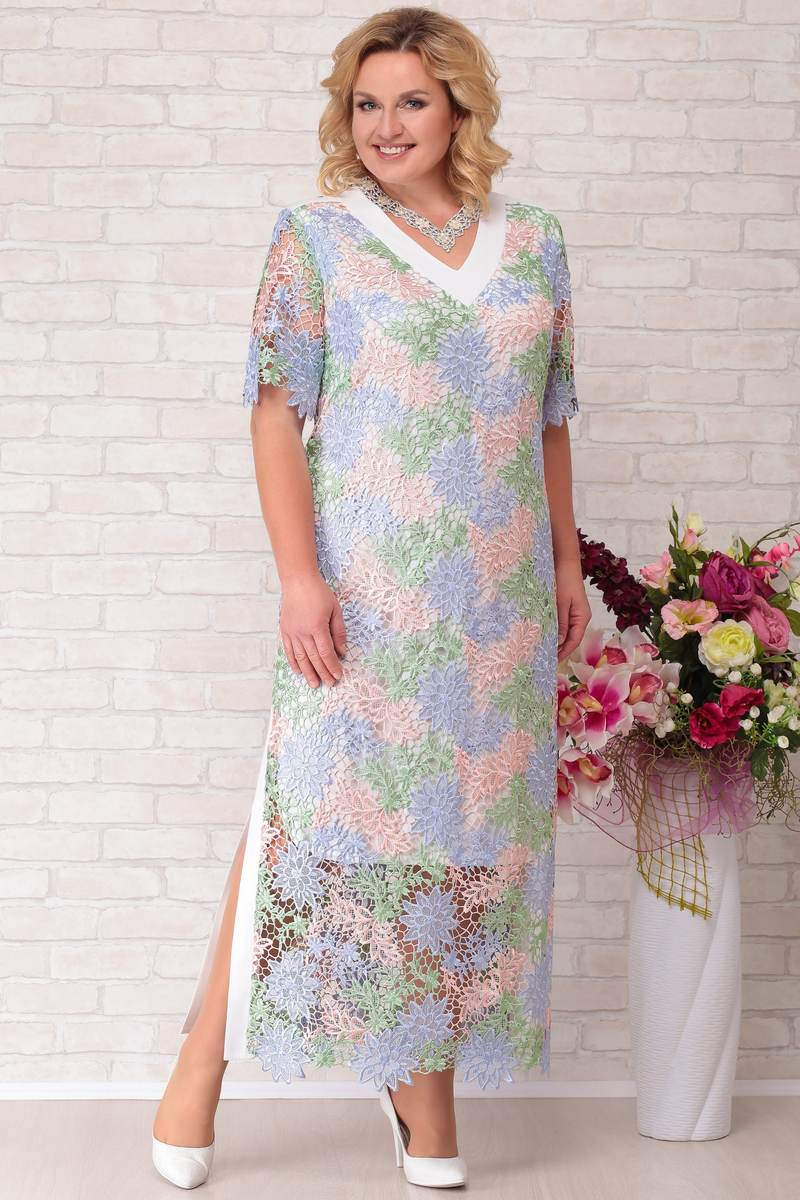 Платье Aira Style 687 голубой+розовый
