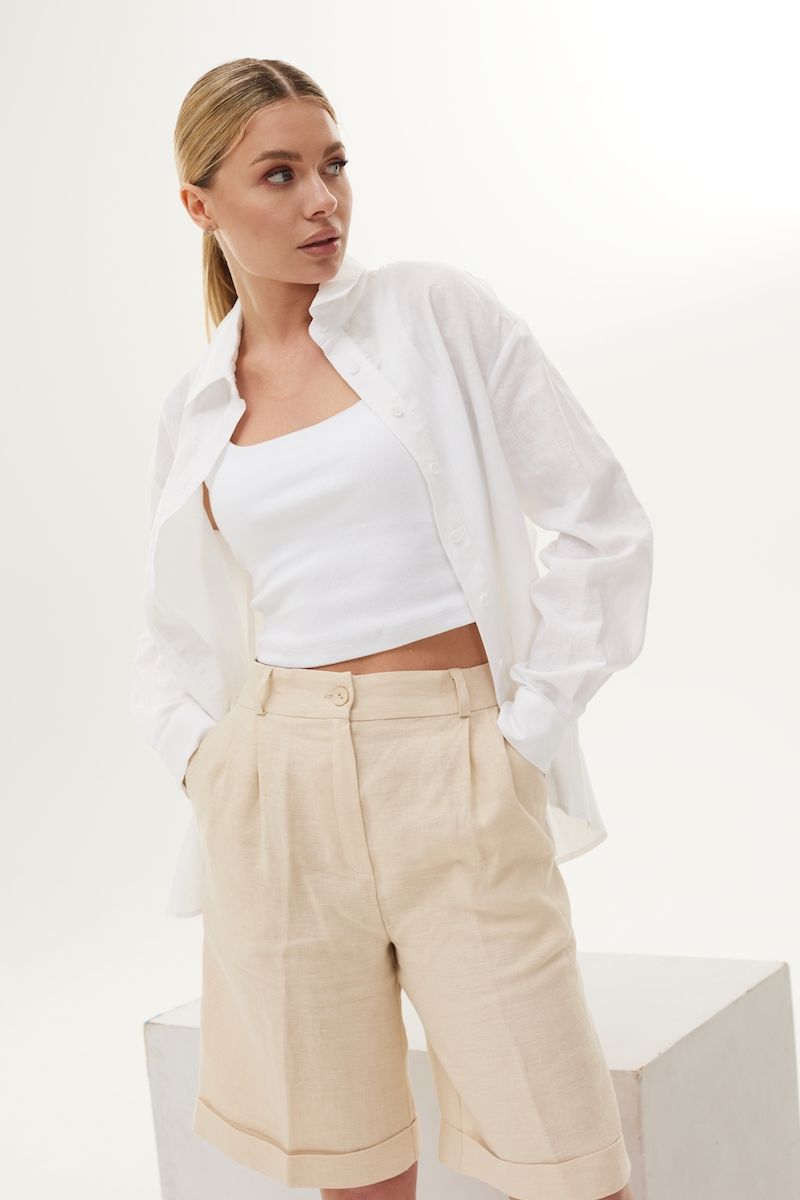 Женский комплект с шортами DAVA 165 бежевый-белый
