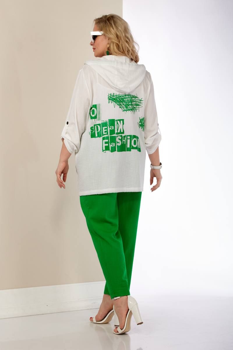 Женский комплект с верхней одеждой Shetti 4031 белый+зеленый