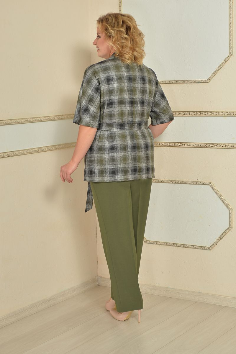 Брючный костюм Lady Style Classic 1403 зеленый-клетка