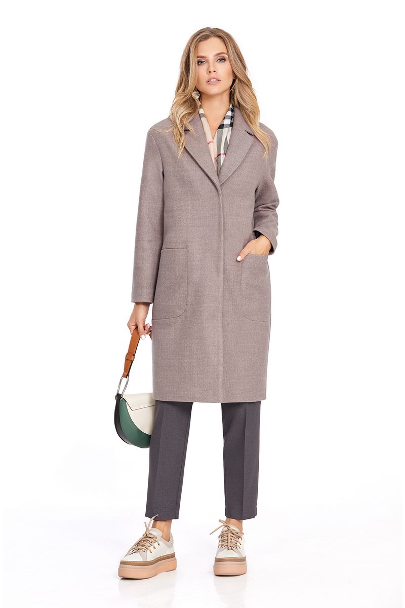 Женское пальто PiRS 814 бежево-серый