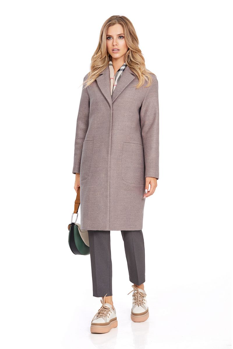Женское пальто PiRS 814 бежево-серый