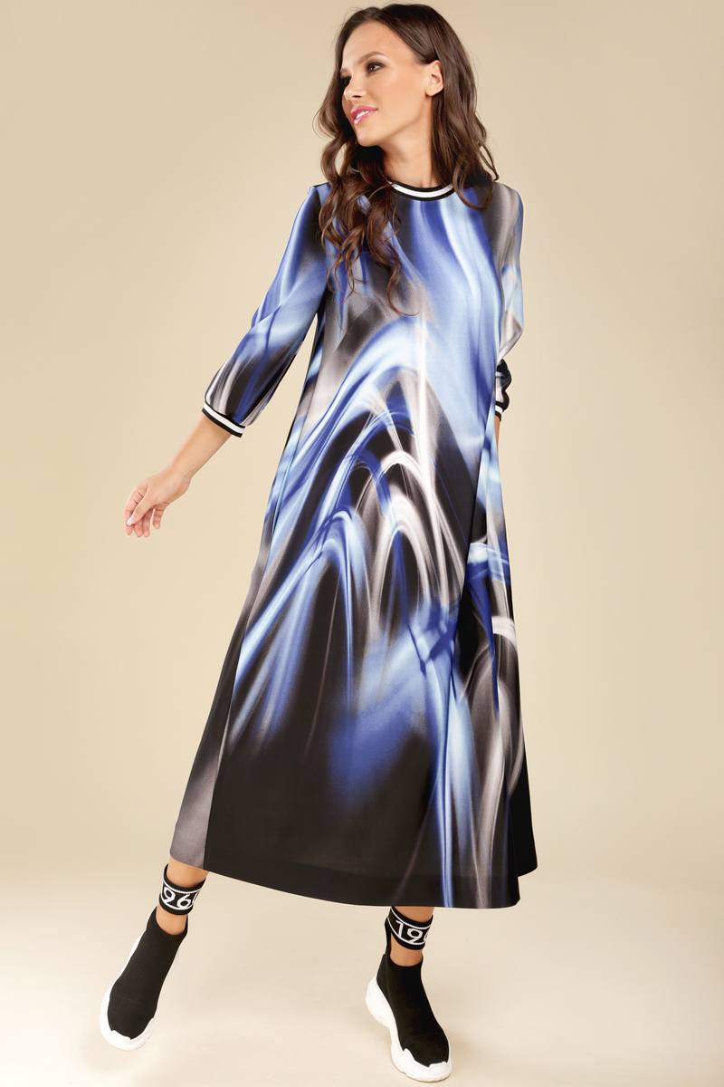 Платье Teffi Style L-1432 синие_разводы