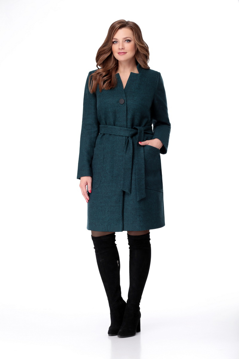 Женское пальто Мишель стиль 807 темный-изумруд