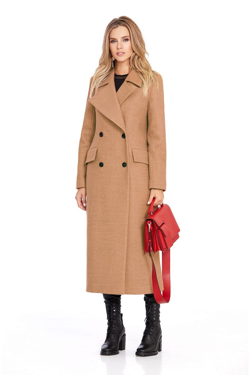 Женское пальто PiRS 801 светло-коричневый