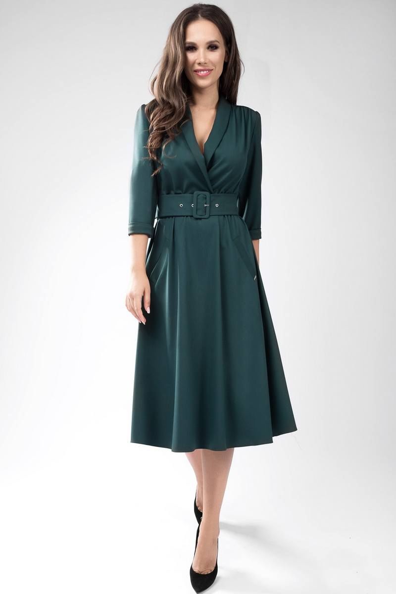 Платье Teffi Style L-1446 темно-зеленый