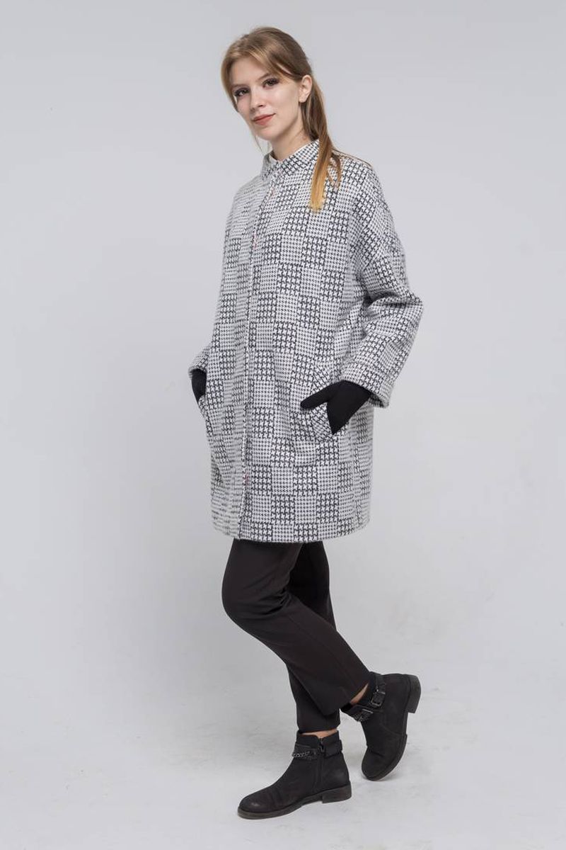Женское пальто Arisha 8055 серо-белый