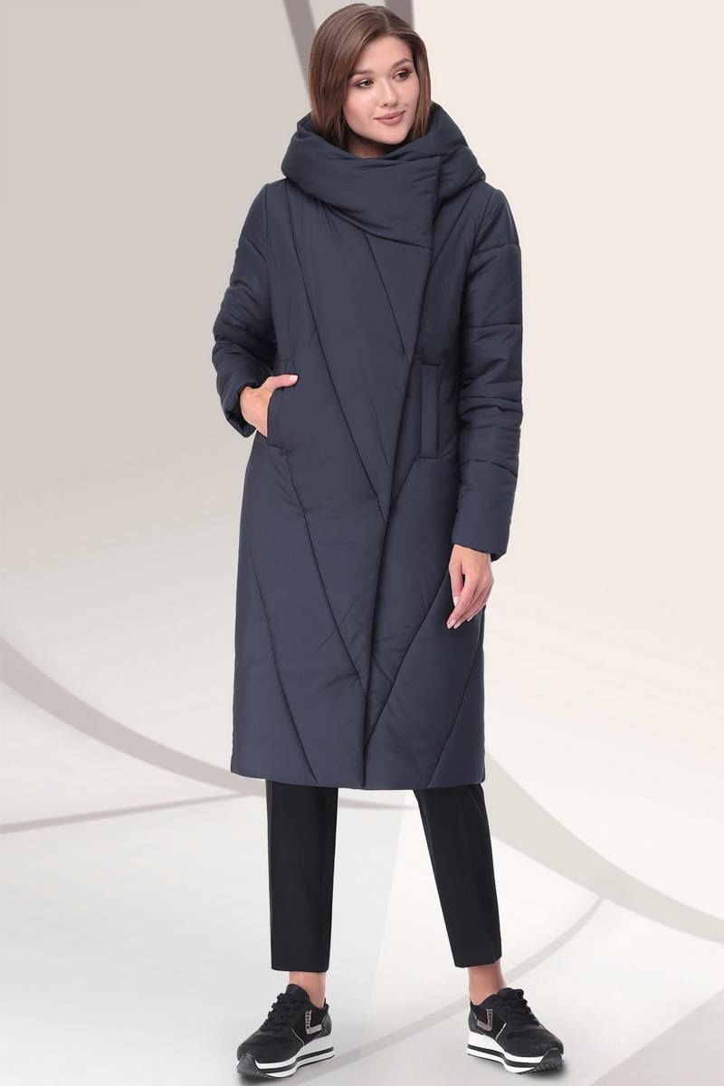 Женское пальто LeNata 11043 темно-синий