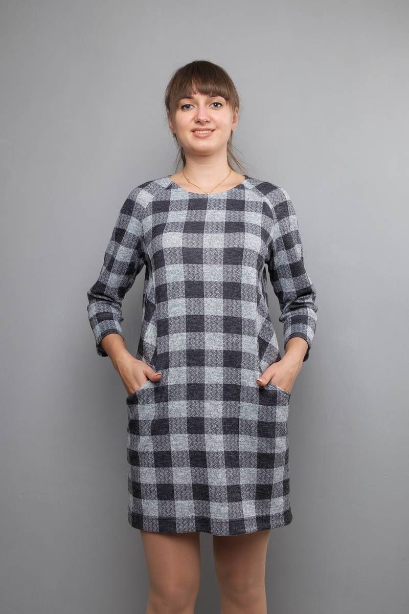Платье Mita ЖМ859 серый/клетка