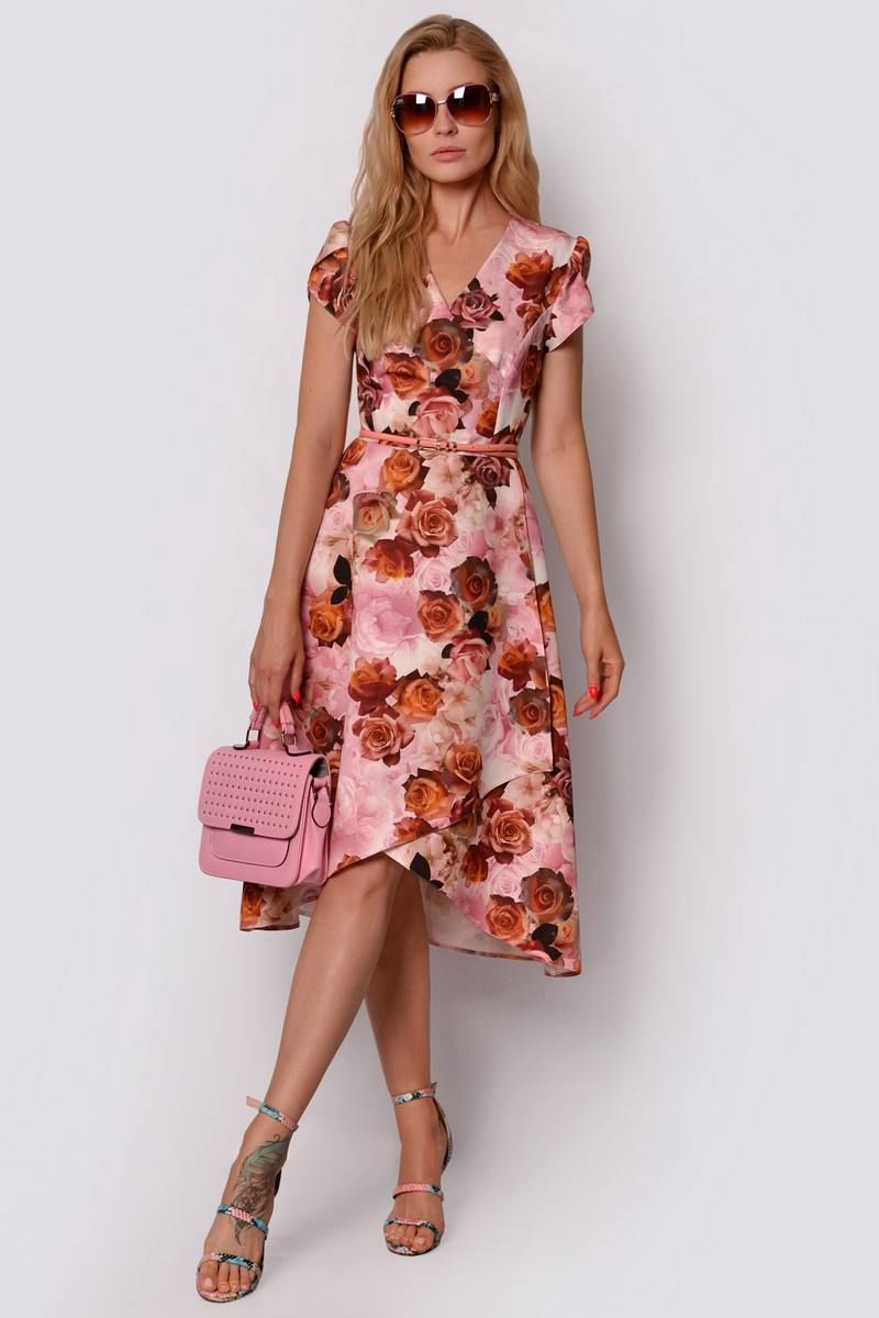 Платья Patriciа C15132 розовый,рыжий