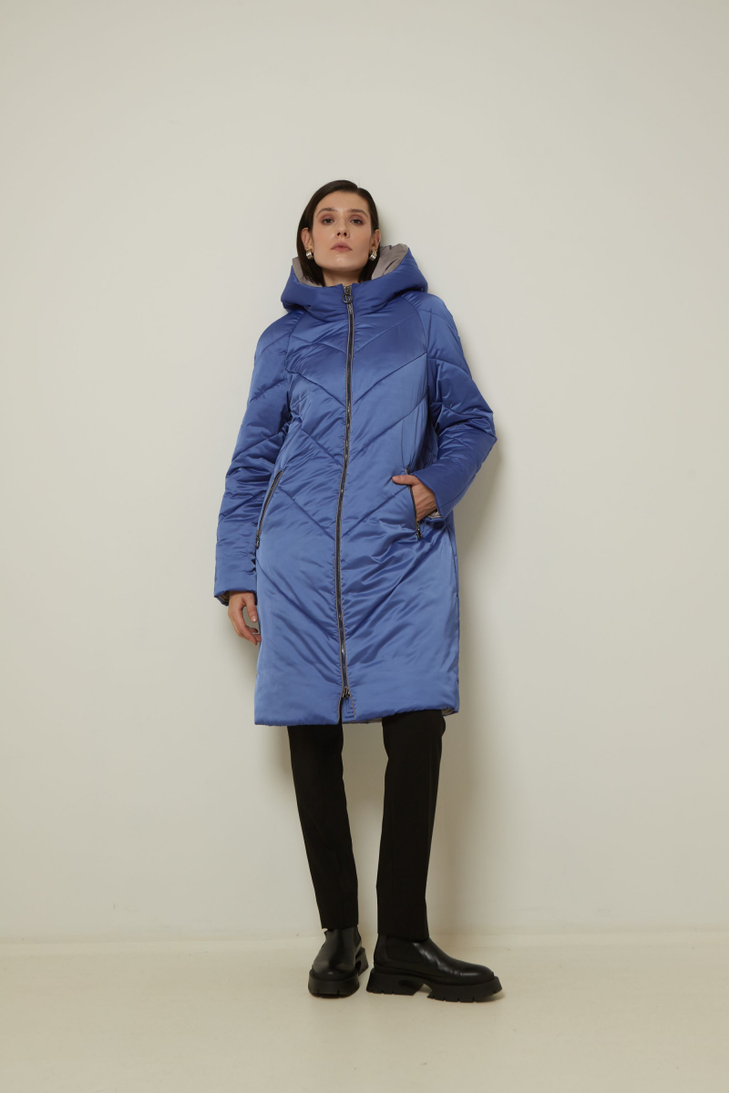 Женское пальто Elema 5-12817-1-164 василёк/серый
