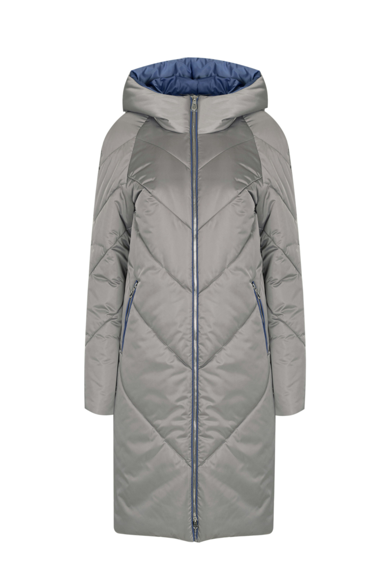 Женское пальто Elema 5-12817-1-164 серый/василёк
