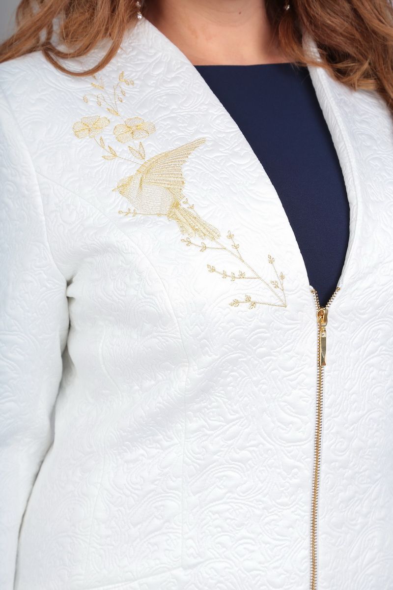 Женский комплект с верхней одеждой Andrea Style 00217 белый+синий