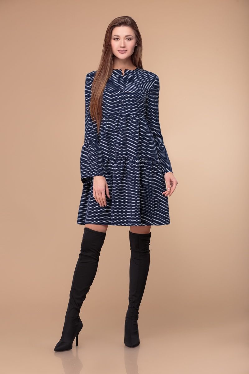 Платье Svetlana-Style 1336 синий+белый_горох