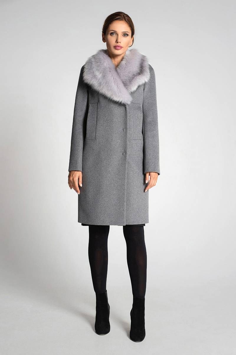 Женское пальто Gotti 192-1м серый-меланж