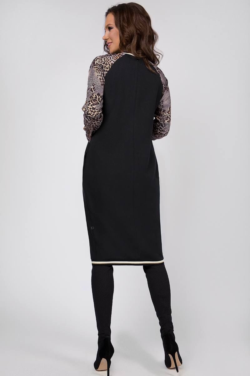 Платье Teffi Style L-1452 черный_-коричневый_муссон