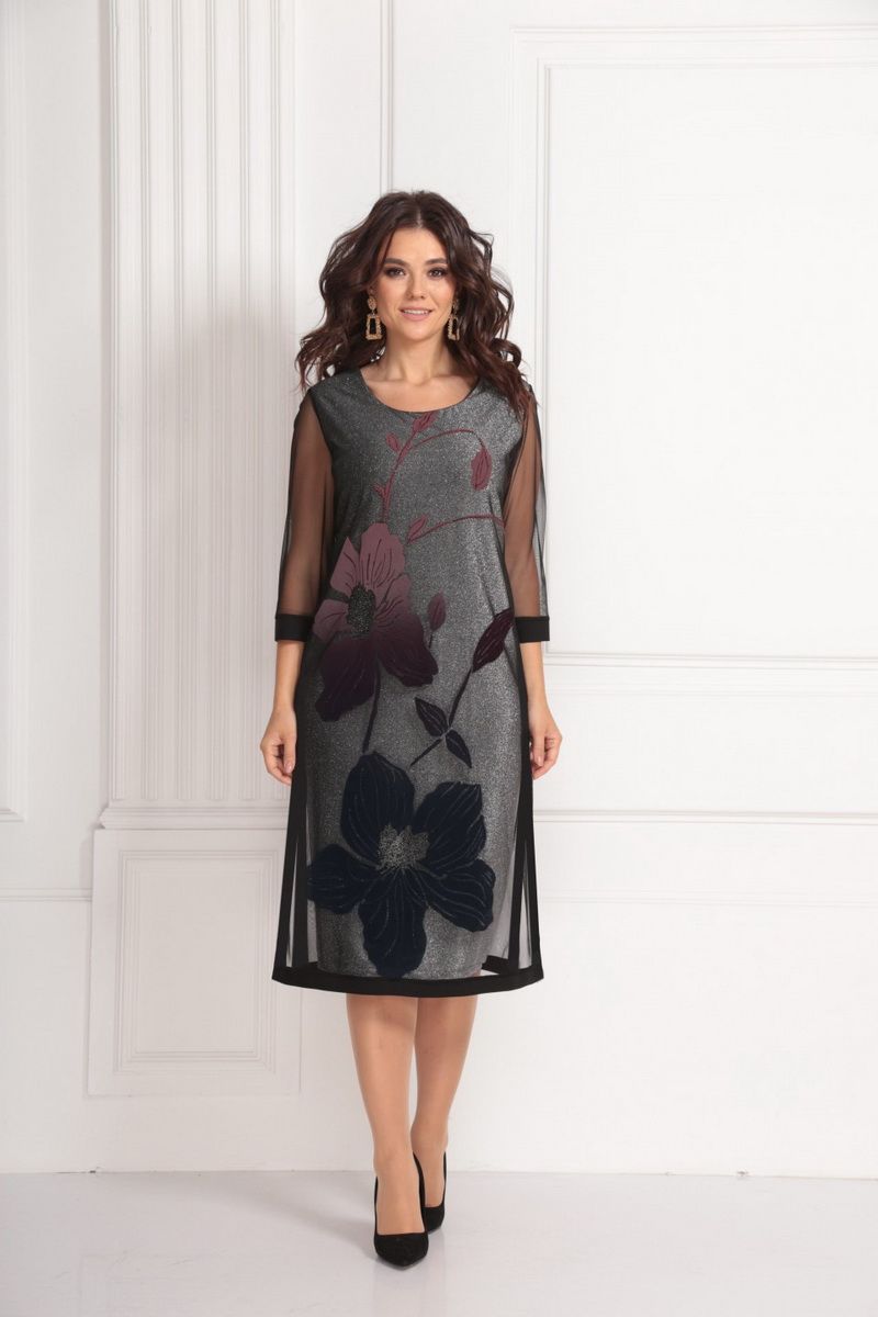 Платье Solomeya Lux 663 серый+бордо