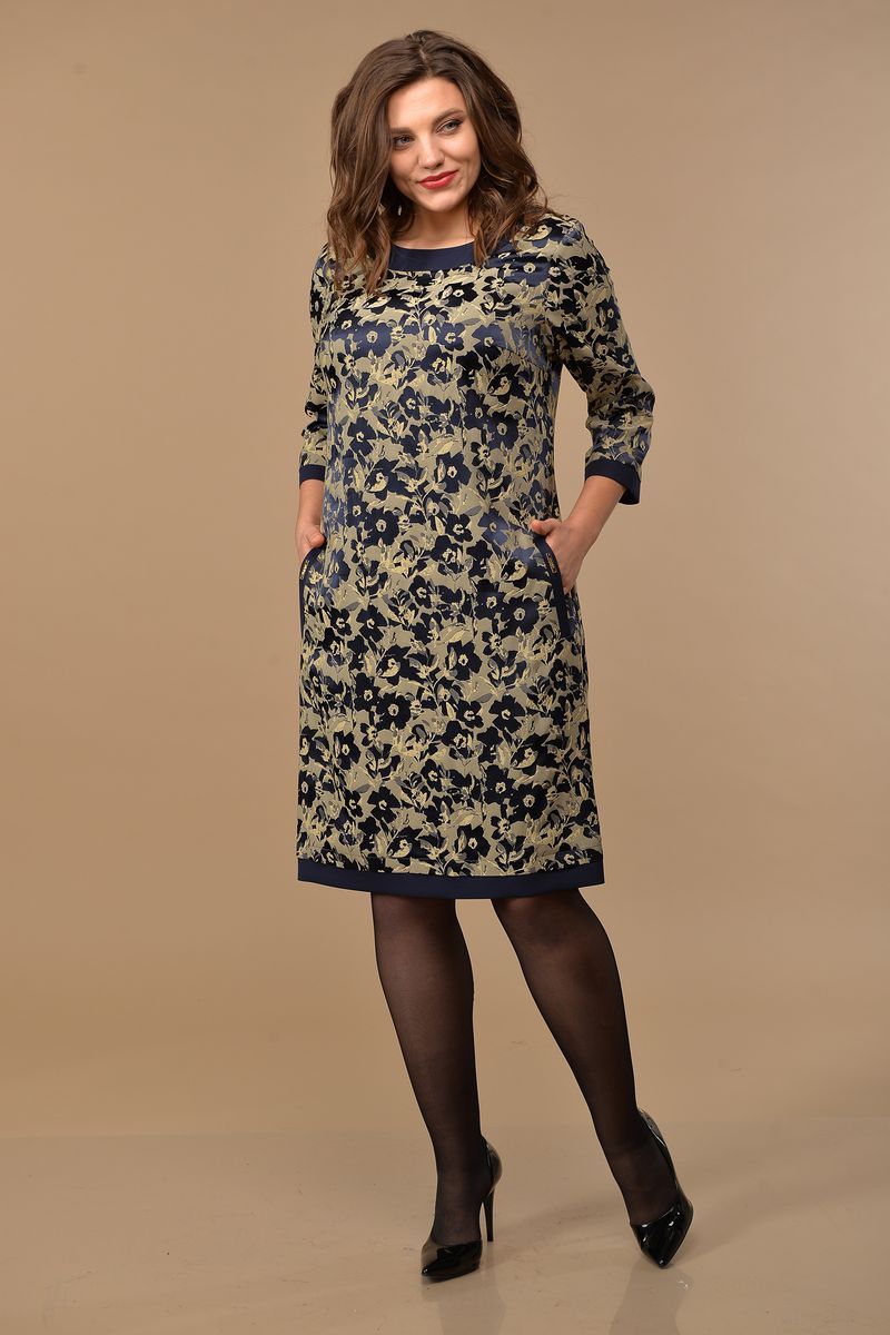 Платье Lady Style Classic 1427 т.синий-беж