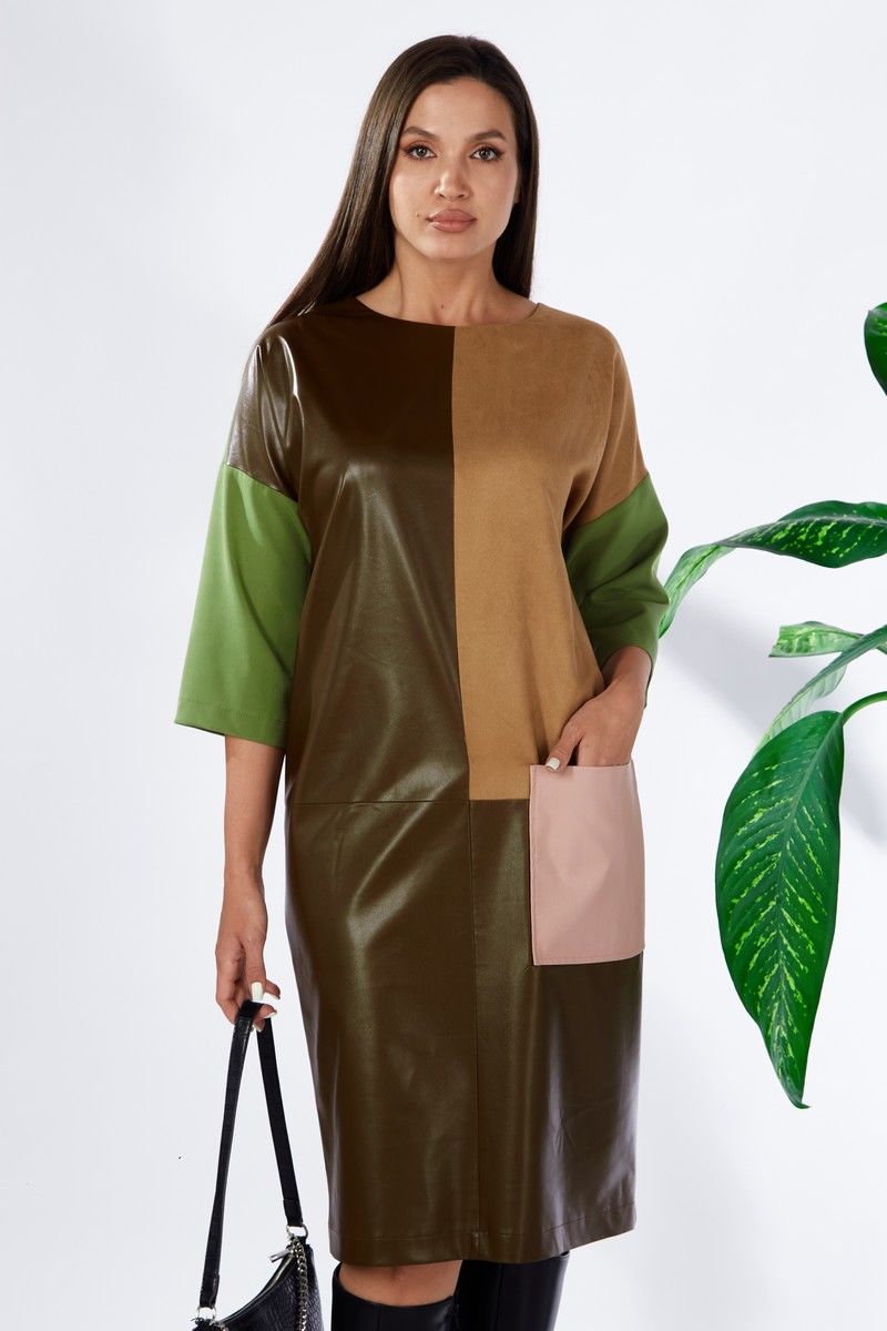 Платья Anastasia 1022 коричневый/зеленый