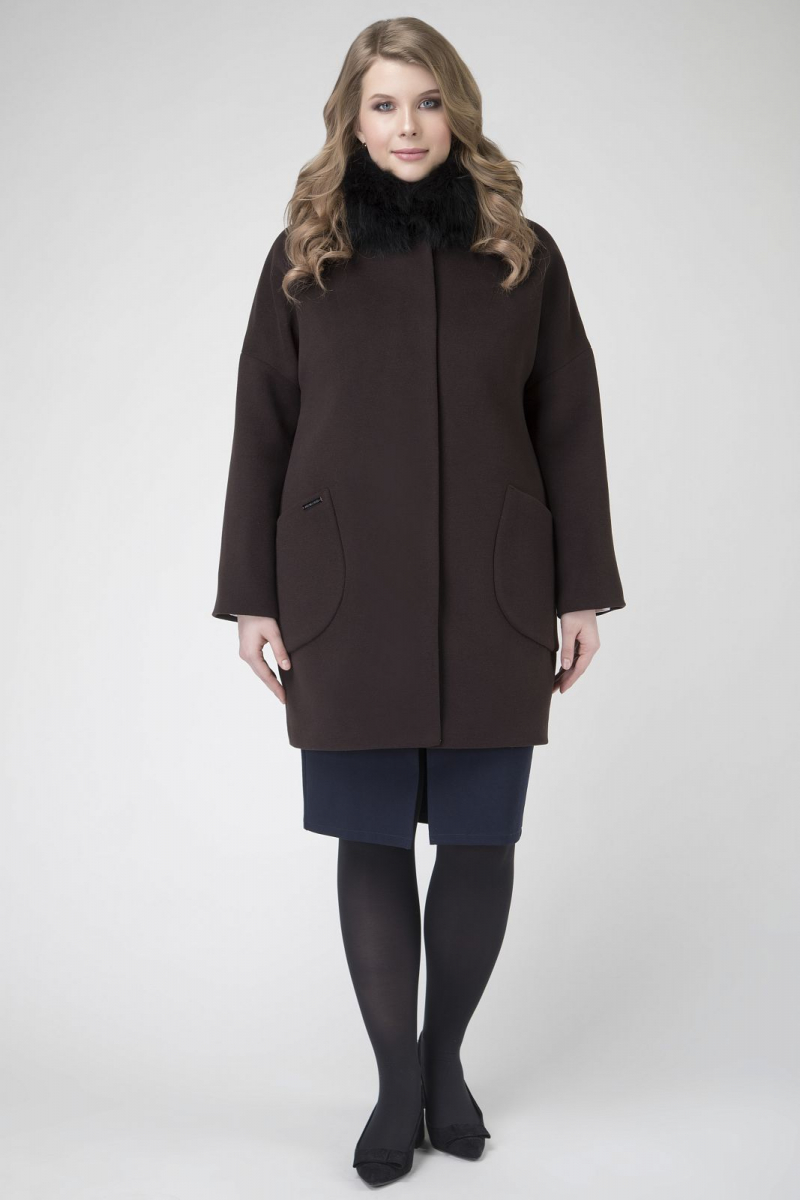Женское пальто ElectraStyle НП3У-7007-128 шоколад