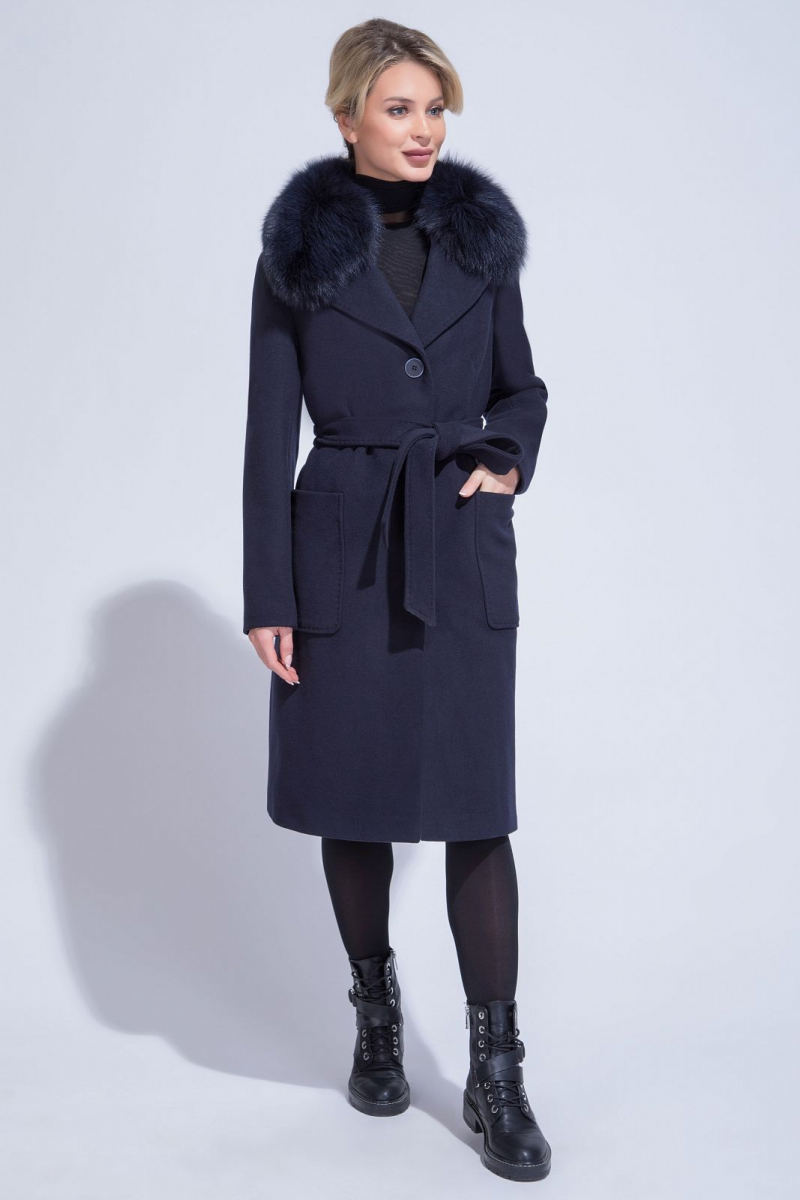 Женское пальто ElectraStyle НП3у-6040-128 темно-синий