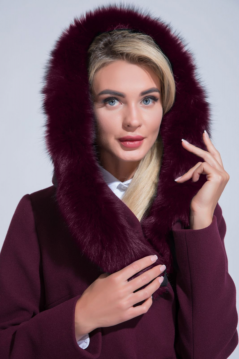 Женское пальто ElectraStyle НП3у-8004-128 бургундия