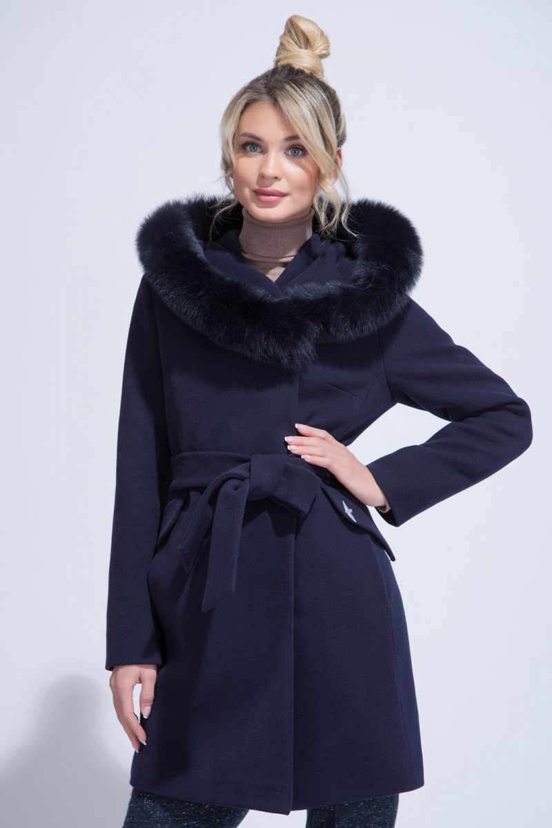 Женское пальто ElectraStyle НП3у-8004-128 темно-синий