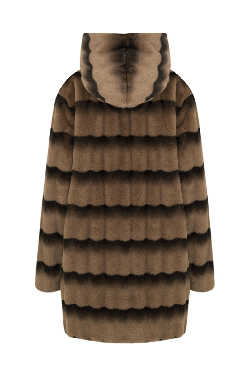 Женское пальто Elema 6-13136-1-164 коричневая_полоска