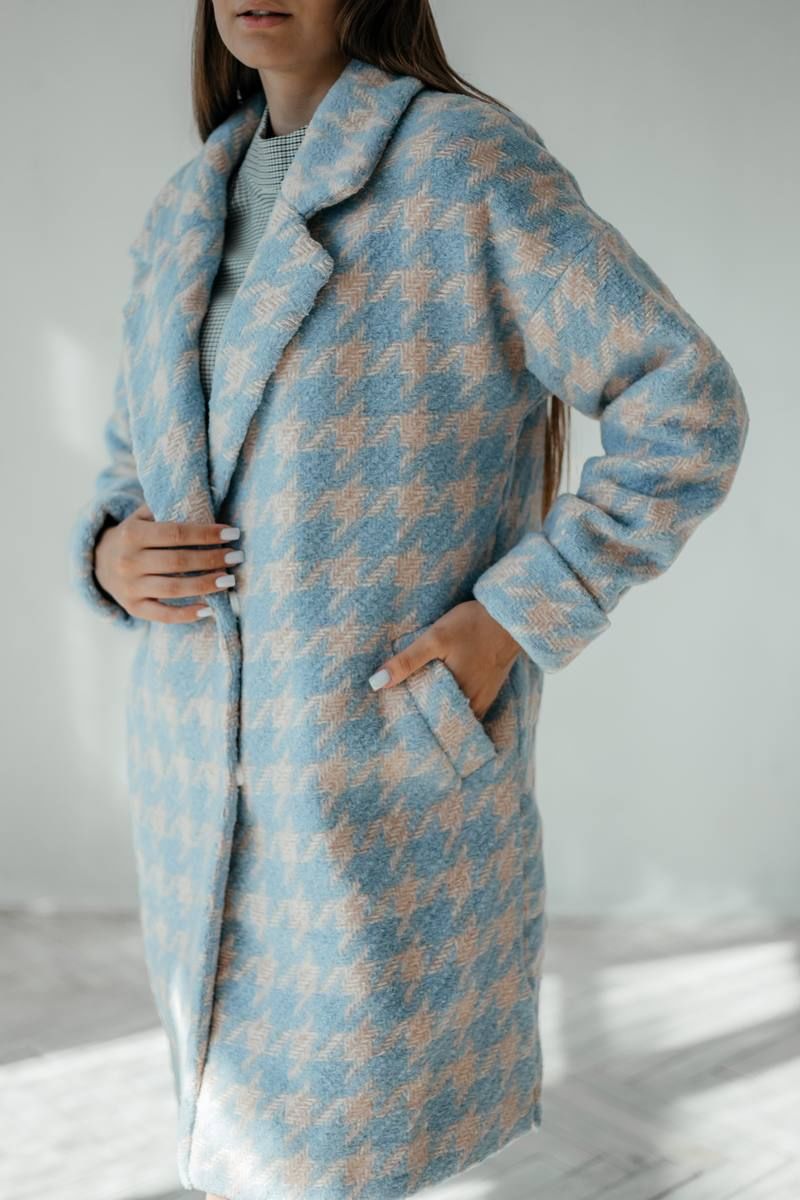 Женское пальто Стильная леди М-665 голубой