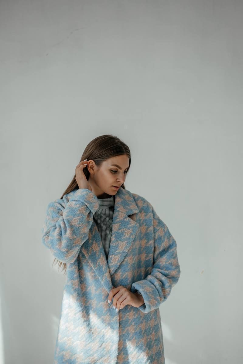 Женское пальто Стильная леди М-665 голубой