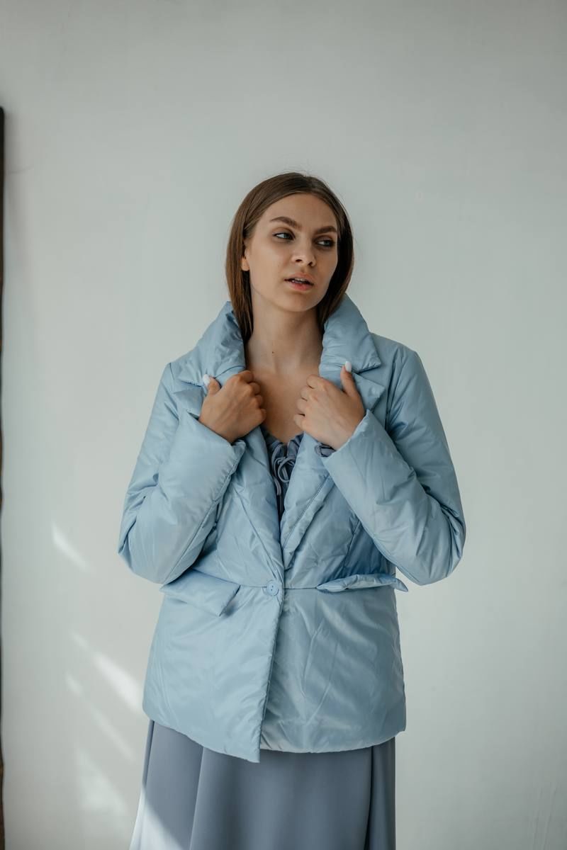 Женская куртка Стильная леди М-672 голубой