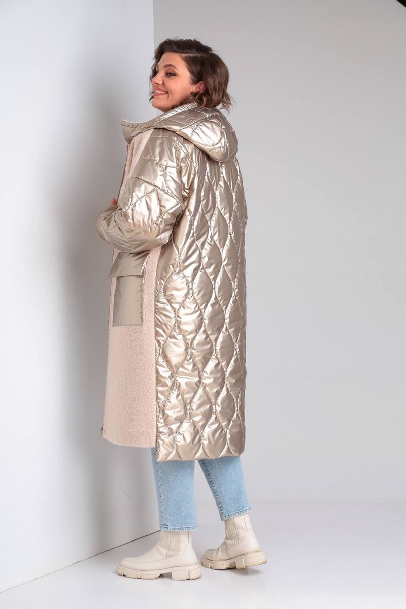 Женское пальто BARBARA B204 бежевый+золото