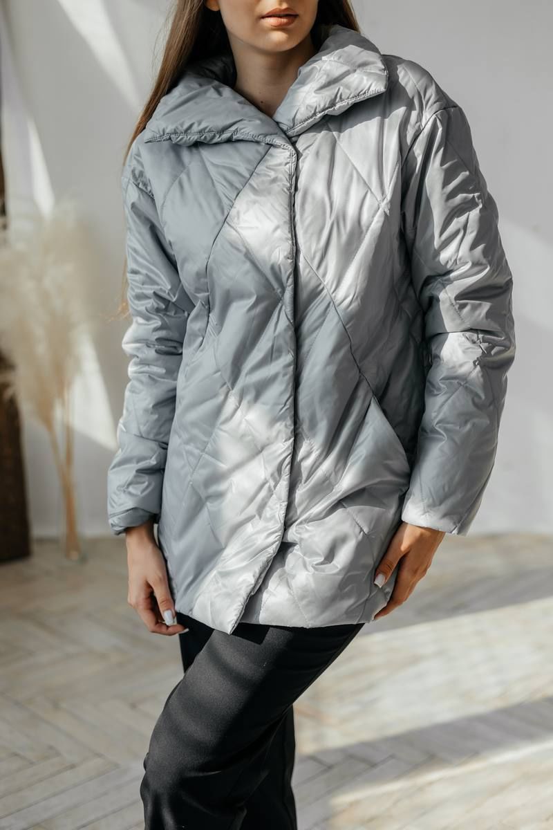Женская куртка Стильная леди М-663 серый