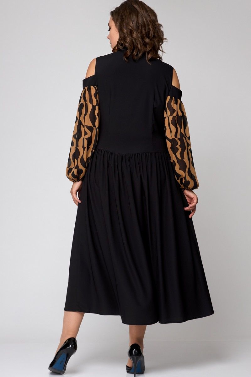 Платья EVA GRANT 7216 черный+коричневый