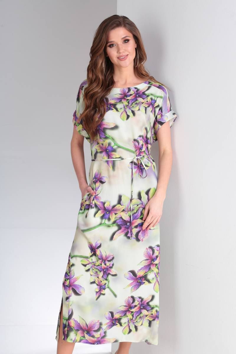 Платье с поясом TVIN 8038 орхидеи