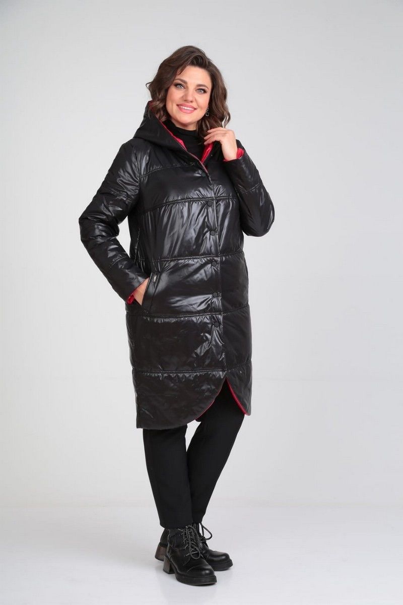 Женское пальто Диомант 1928 черный+красный