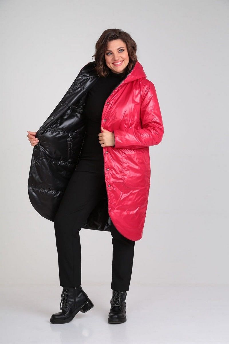 Женское пальто Диомант 1928 черный+красный