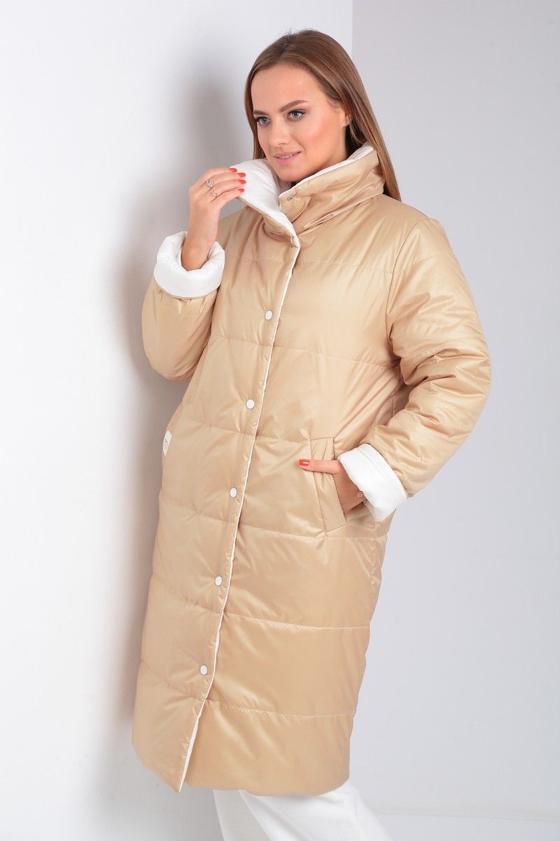 Женское пальто Диомант 1901 бело-бежевый