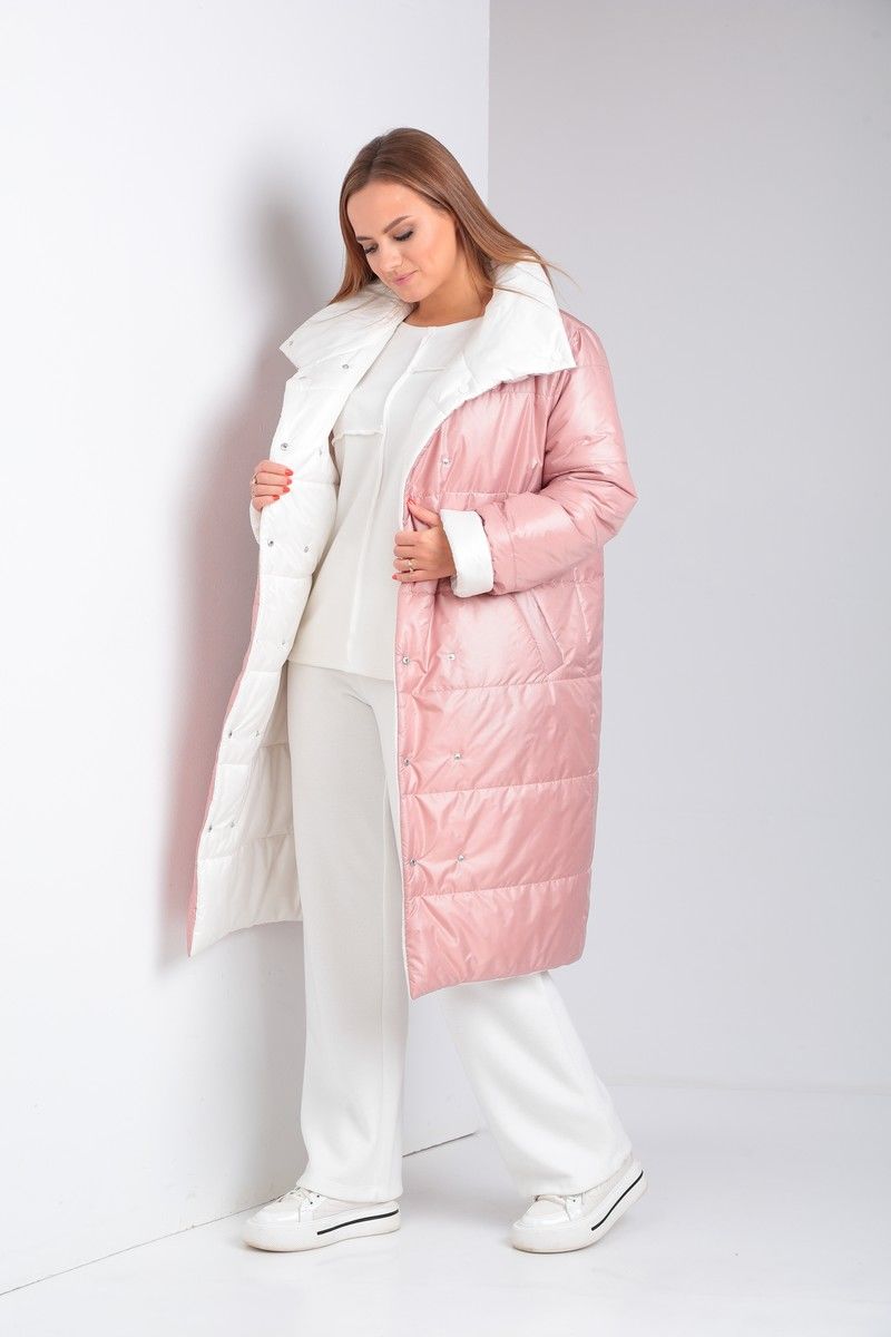 Женское пальто Диомант 1901 бело-пудровый