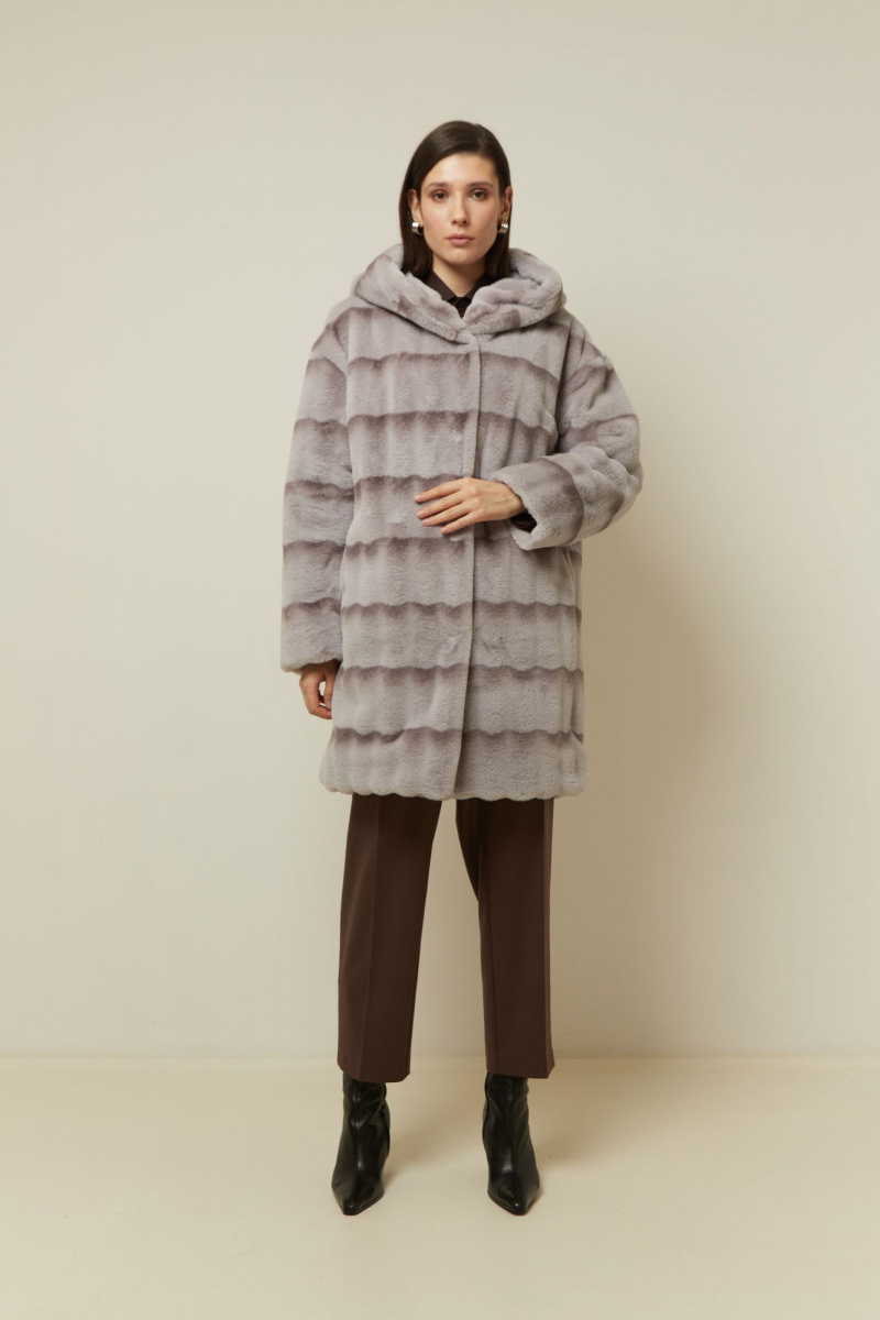 Женское пальто Elema 6-13136-1-164 сиреневая_полоска
