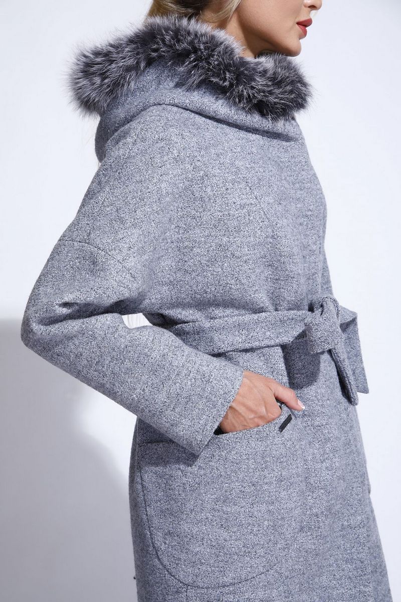 Женское пальто ElectraStyle НП3У-7007/6-256 серый