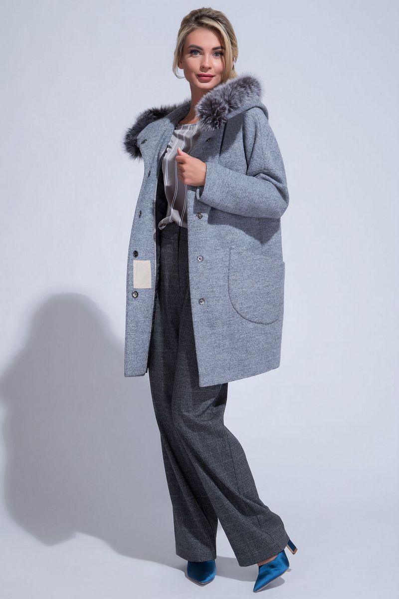 Женское пальто ElectraStyle НП3У-7007/6-256 серый
