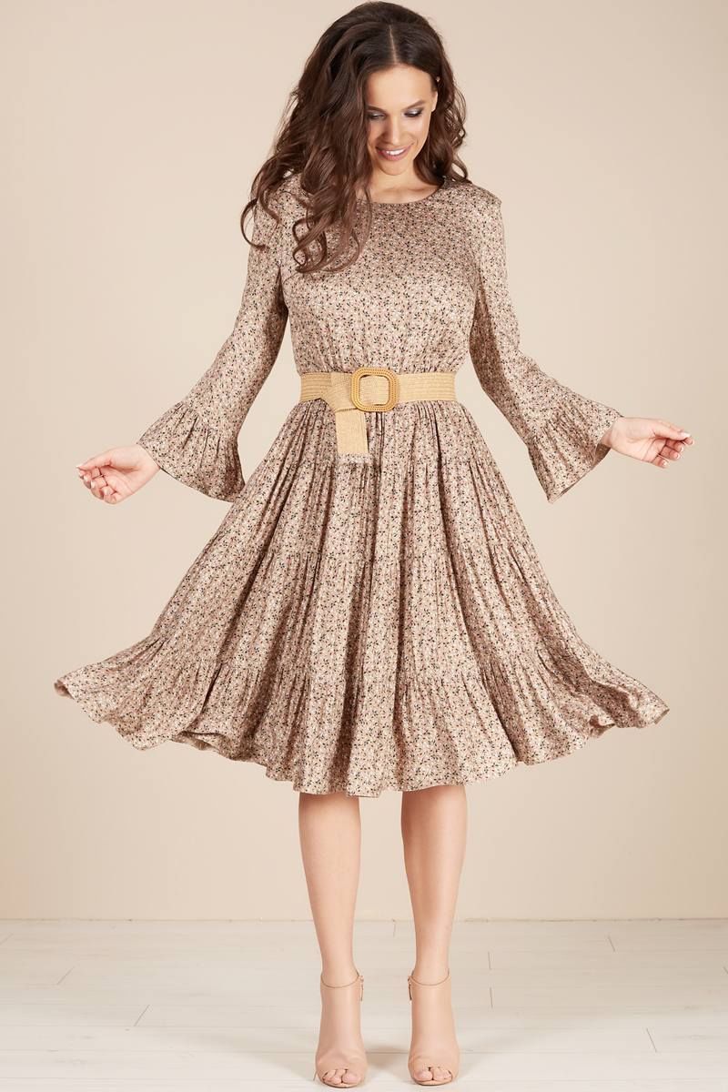 Платье с поясом Teffi Style L-1488 капучино