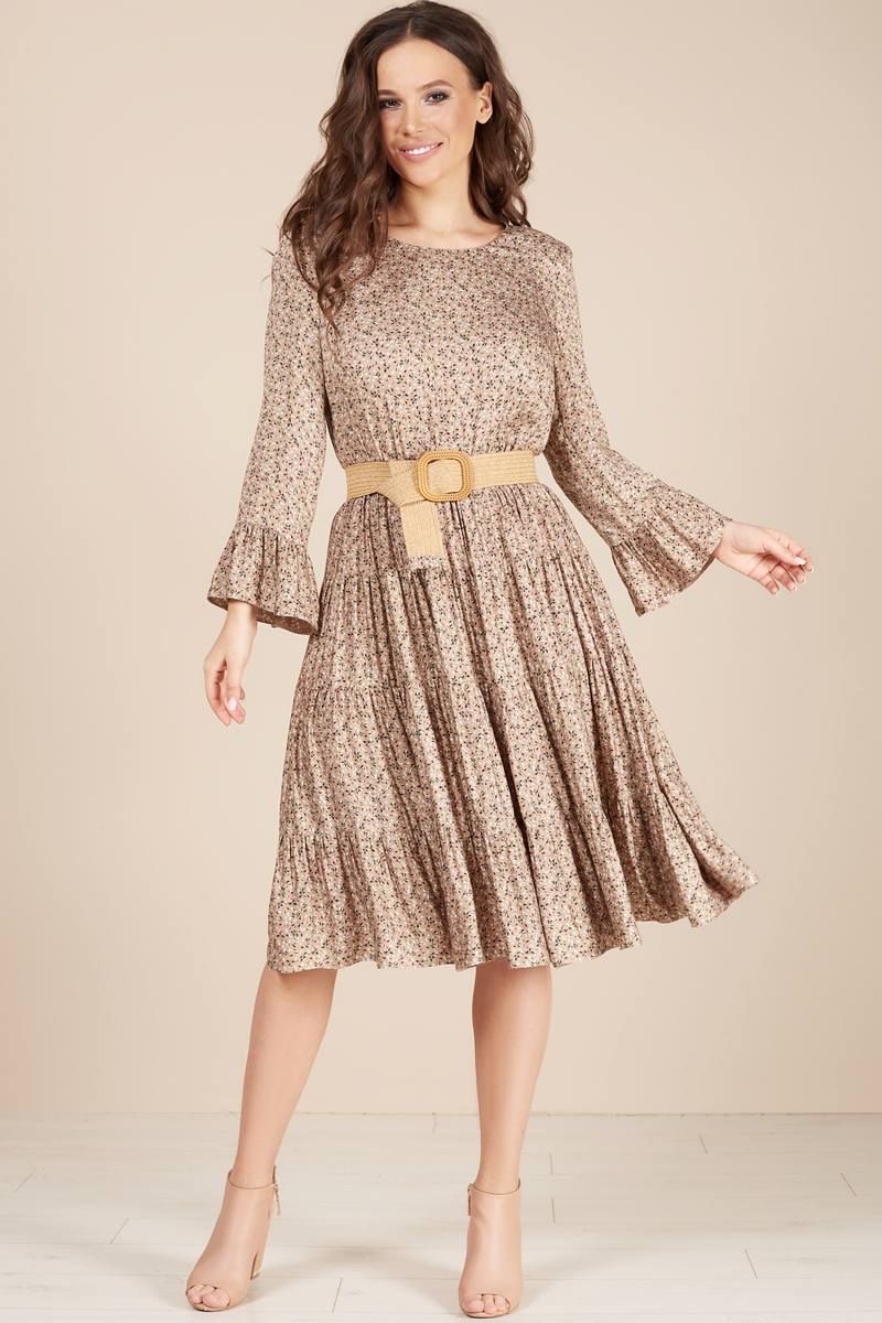 Платье с поясом Teffi Style L-1488 капучино