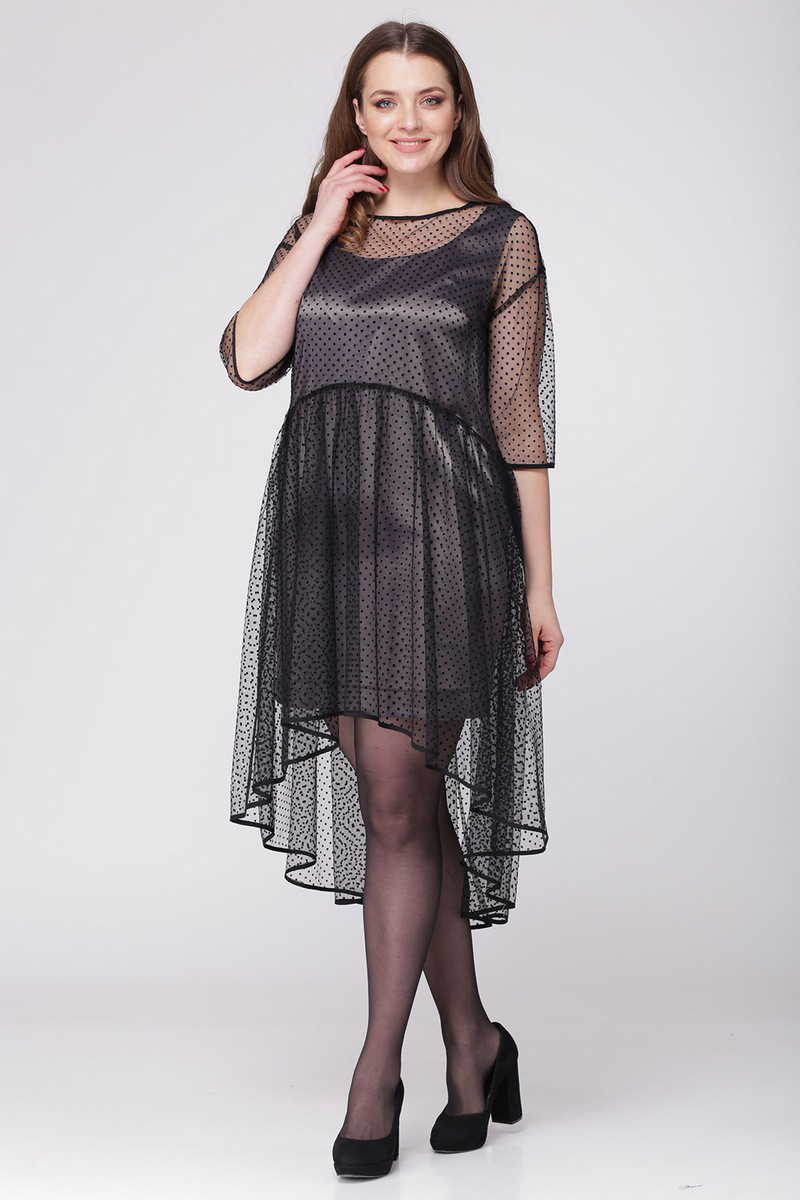 Платья LadisLine 897 черный+серый